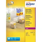 Avery étiquettes néon amovibles ft 99,1 x 38,1 mm (l x h), boîte de 100 feuilles, 1400 pièces jaune néon