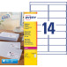 Avery L7163, Etiquettes adresses, Laser, Ultragrip, blanches, 40 pages, 14 per page, 99,1 x 38,1 mm