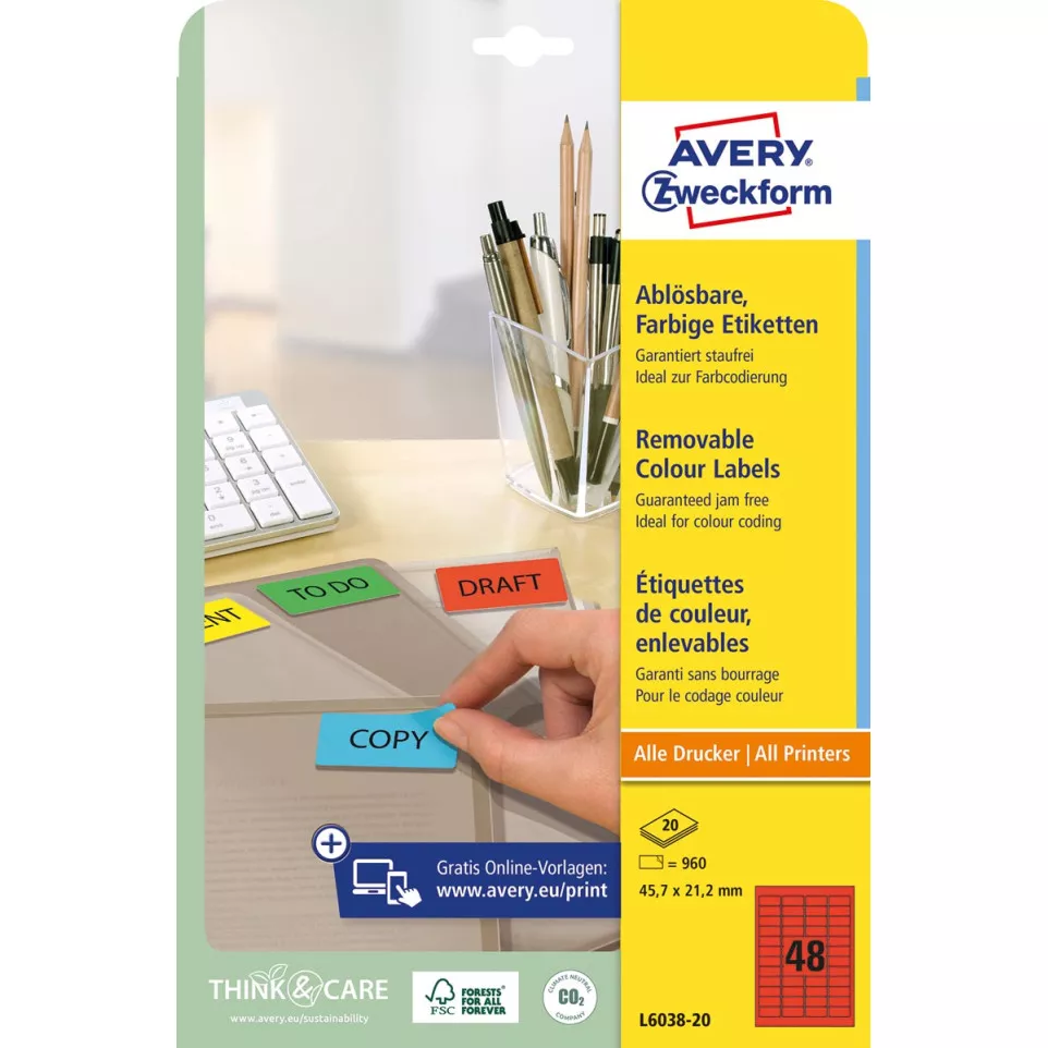 Avery Mini-etiketten rood