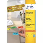 Avery étiquettes colorées ft 38,1 x 21,2 mm (l x h), enlevable, bleu, 1300 pièces, 65 par feuille
