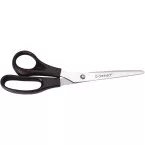 Q-CONNECT Left-Handed Scissors 21cm Black Stainless Steel Rounded Tips Blister Pack of 1