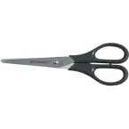 Q-CONNECT schaar, ft 18 cm, rechts en links, ronde punt, RVS, zwart, blister van 1 stuk