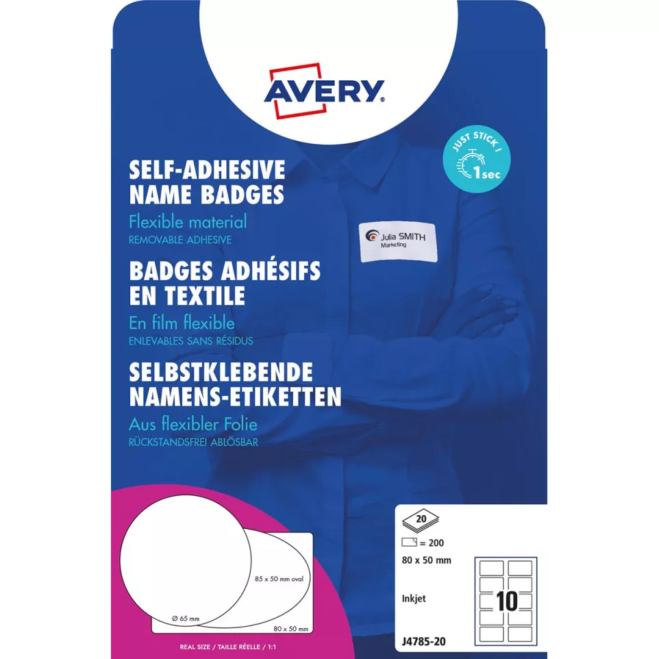 AVERY zelfklevende badge ft 80 x 50...