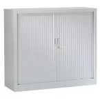 Light Grey Tambour Door Cabinet, Height 100 cm