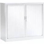 Tambour Door Cabinet, 100 cm High, White