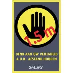 Sticker sign, warning: keep 1.5 meters distance, A5 size, Dutch