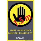 Gallery sticker, waarschuwing; houd 1,5 meter afstand, ft A5, Frans