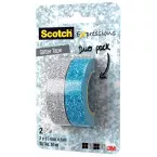 Scotch Expressions Glitter Tape, 15 mm x 5 m, Pack of 2 Assorted Colors