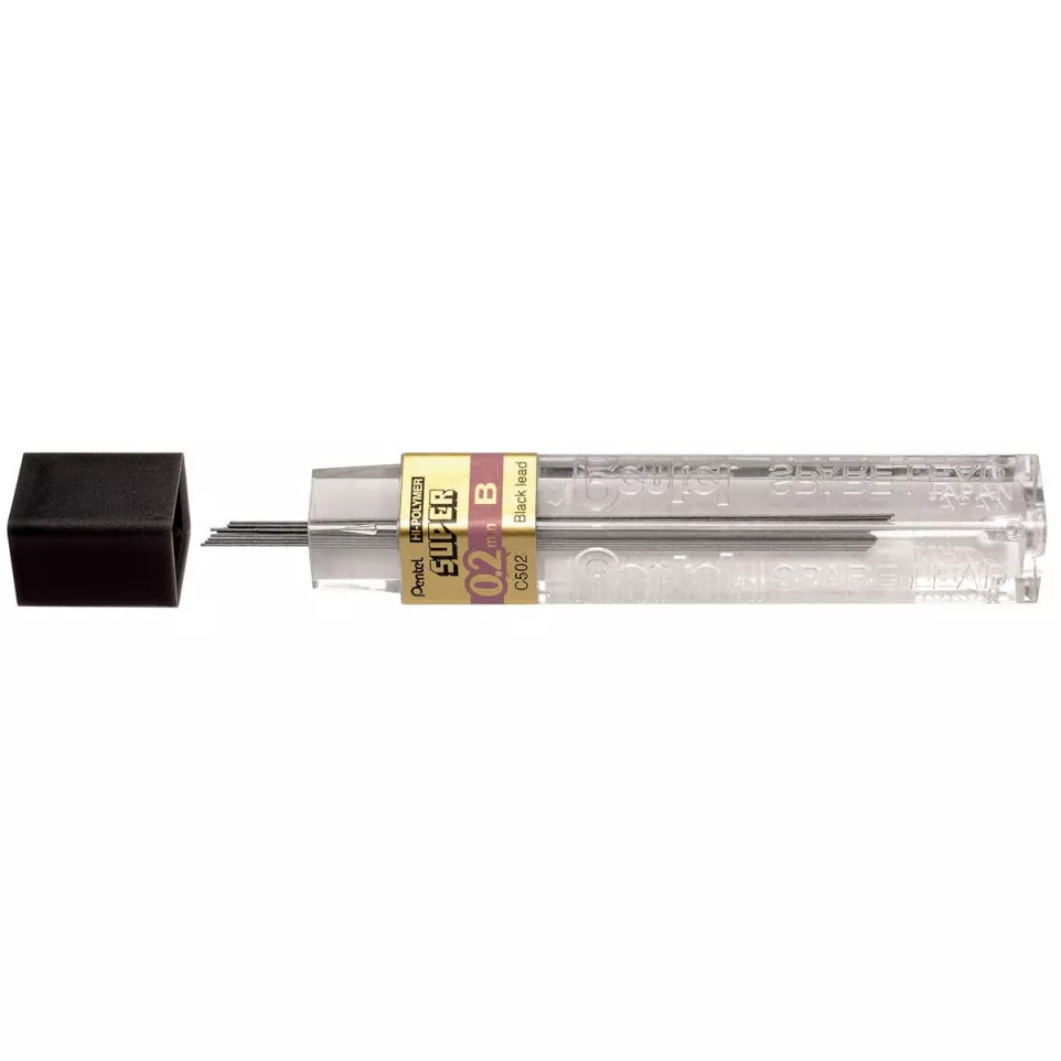 Pentel mines, 0,2 mm, B, étui de 12...