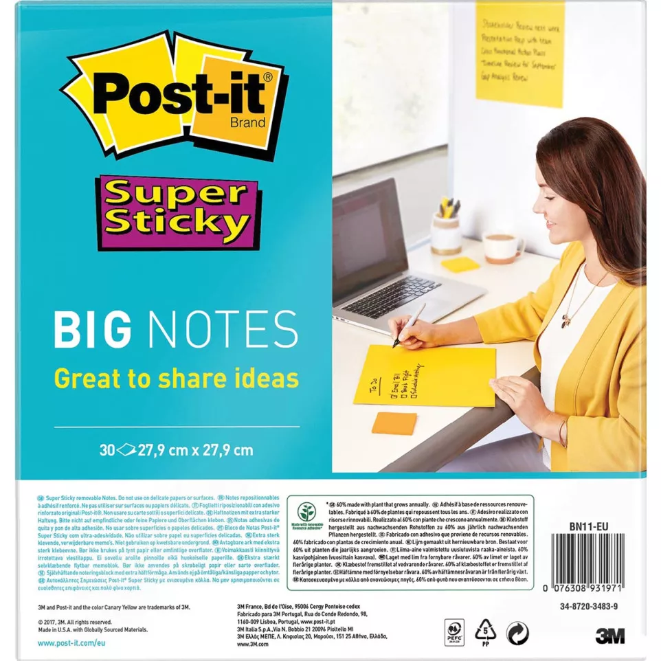 Post-it Super Sticky Big Notes, 11 in...