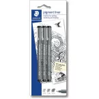 Staedtler Pigment Liner Fineliner Set of 3 Pieces 0.1 0.3 0.5 mm