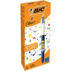 BIC 4-Color Original Retractable Ball Pen Messages Edition, Medium Point, Classic Ink, Box of 12