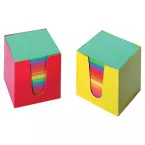 Cube-mémo en carton, feuillets en couleurs assorties