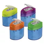 M+R Neo Light Pencil Sharpener 2 Holes with Container Box of 10 Assorted Colors