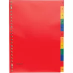 Pergamy tabbladen, ft A4, 23-gaatsperforatie, PP, geassorteerde kleuren, set 1-12