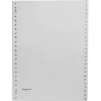 Pergamy A4 Index Dividers, 23 Holes, Polypropylene, Grey, Numbered 1-52, Set