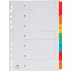 Pergamy tabbladen met indexblad, ft A4, 11-gaatsperforatie, geassorteerde kleuren, set 1-7