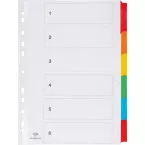 Pergamy dividers with cover page A4 11-hole assorted colors 6 tabs