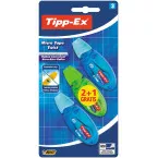 Tipp-Ex Micro Tape Twist Correction Roller Blue and Green Blister Pack 2 Plus 1 Free