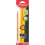 Maped Black'Peps HB Pencils with Eraser, Box of 3