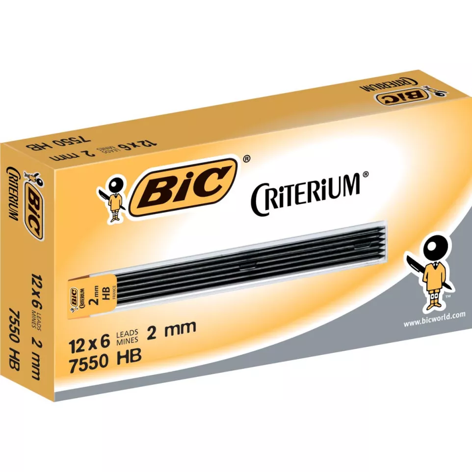 Bic criterium mines, 2 mm, HB, étui...