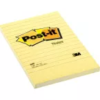 Post-it Notes, ft 102 x 152 mm, jaune, ligné, bloc de 100 feuilles