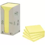 Post-it 100% Recycled Notes, Canary Yellow, 3 in x 3 in, 100 sheets per pad, pack of 16 pads