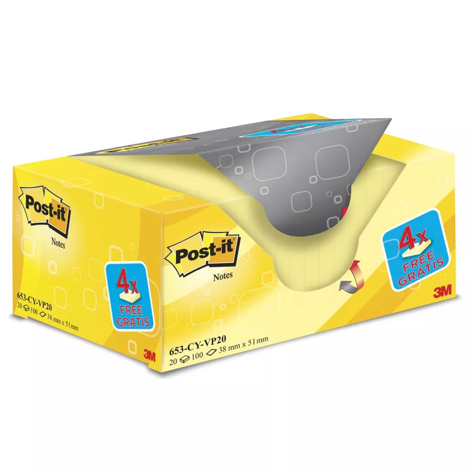 Post-it Notes, ft 38 x 51 mm, geel,...