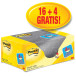 Post-it Notes, ft 38 x 51 mm, geel, blok van 100 vel, pak van 16 + 4 gratis