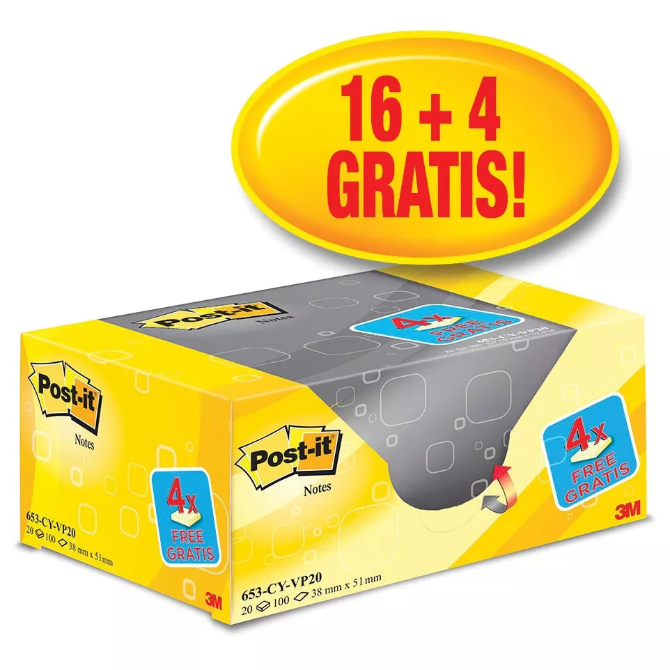 Post-it Notes, ft 38 x 51 mm, geel,...