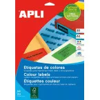 Apli Colored Labels 70 x 37 mm (W x H), Yellow, 480 Pieces, 24 per Sheet (1591)