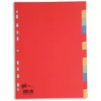 OXFORD tabbladen, formaat A4, uit karton, onbedrukt, 11-gaatsperforatie, geassorteerde kleuren, 12 tabs