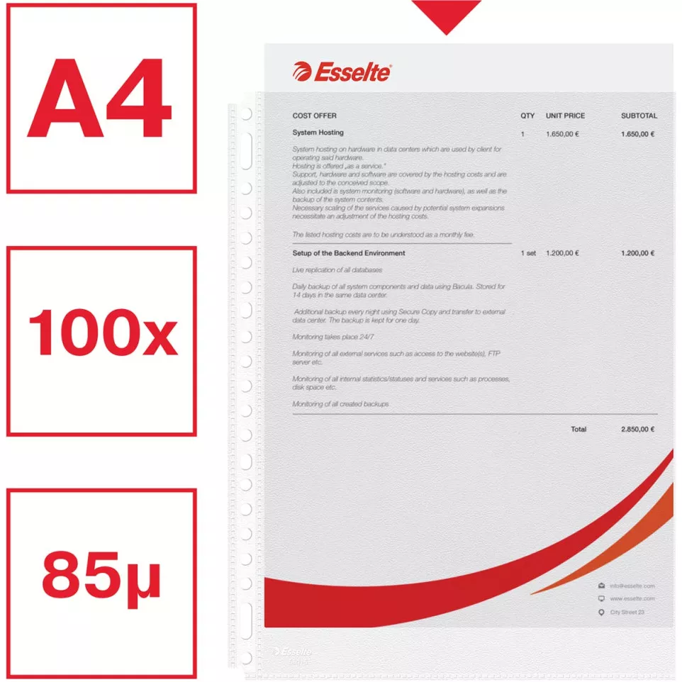 Esselte Quality A4 Punched Pockets...