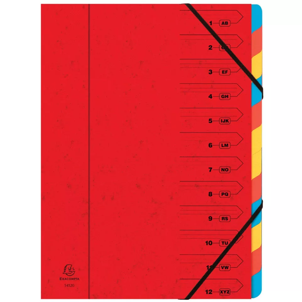 Exacompta 12-Section File Organizer, Red