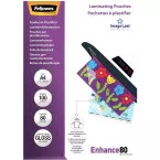 Fellowes pochette à plastifier Enhance80, ft A4, 160 microns (2 x 80 microns), paquet de 100 pièces
