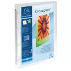 Exaclair Classeur personnalisable Kreacover 4 anneaux, blanc transparent