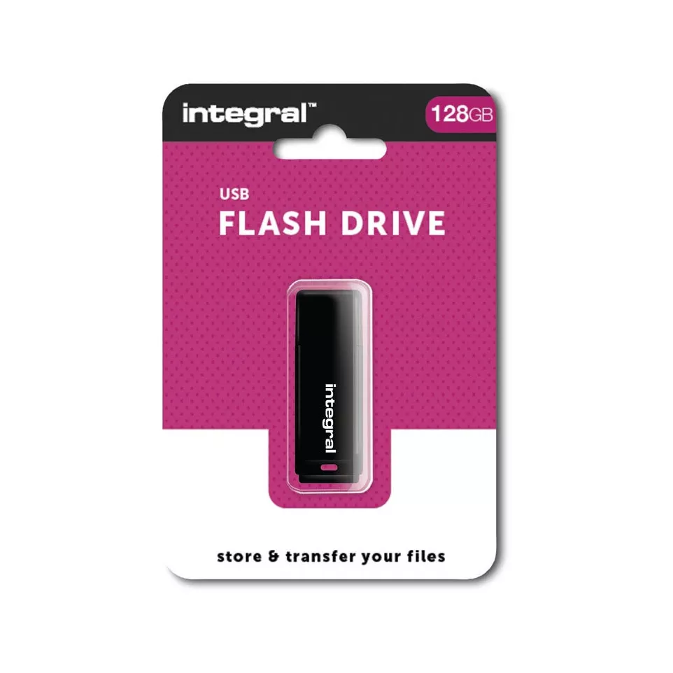 Integral USB 2.0 stick, 128 GB, zwart