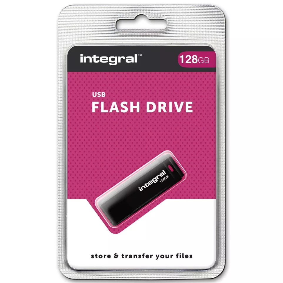 Integral USB 2.0 stick, 128 GB, zwart