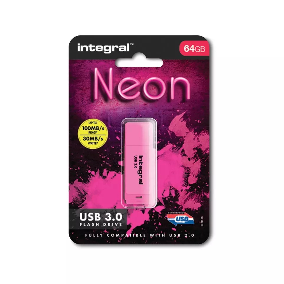 Integral Neon clé USB 3.0, 64 Go, rose