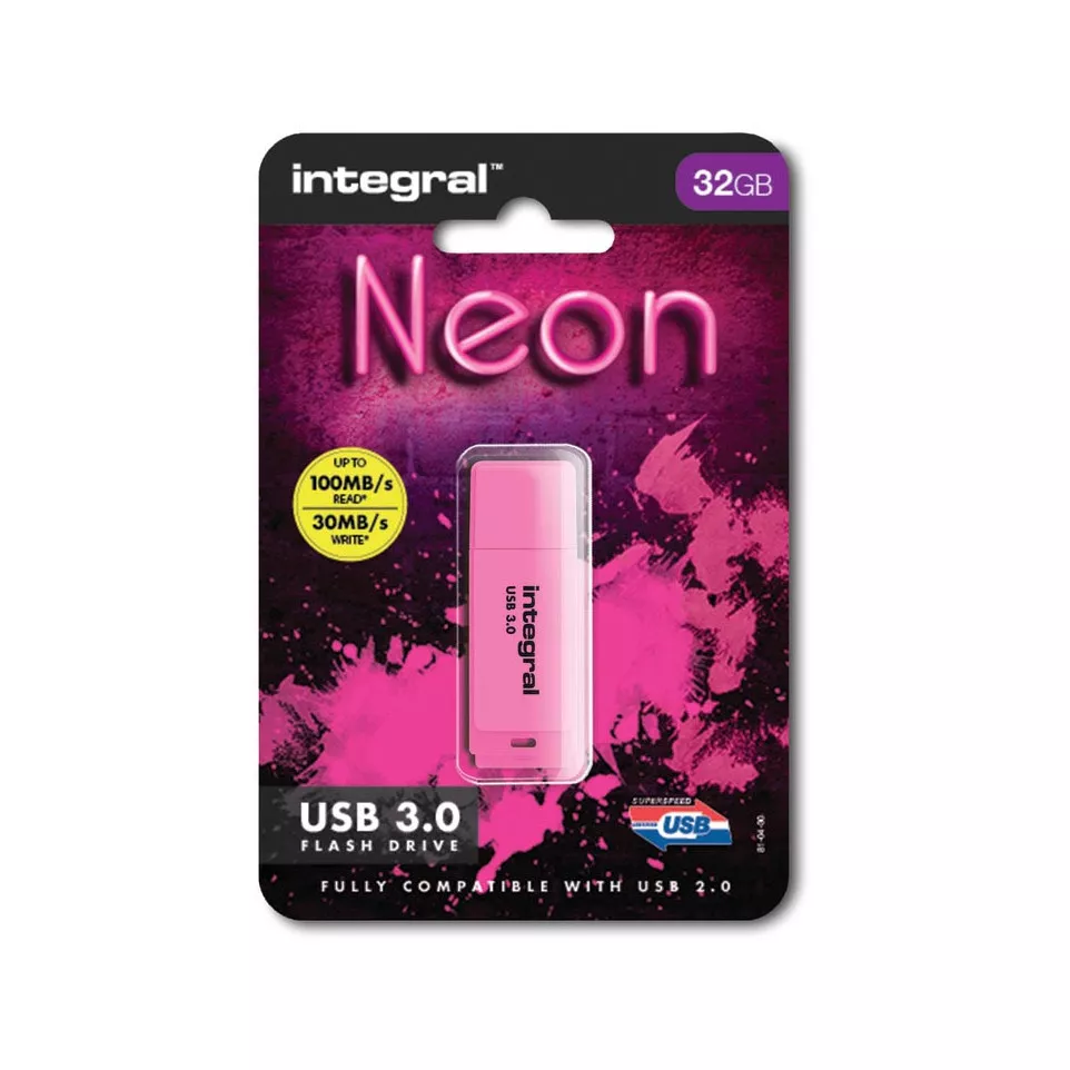 Integral Neon clé USB 3.0, 32 Go, rose