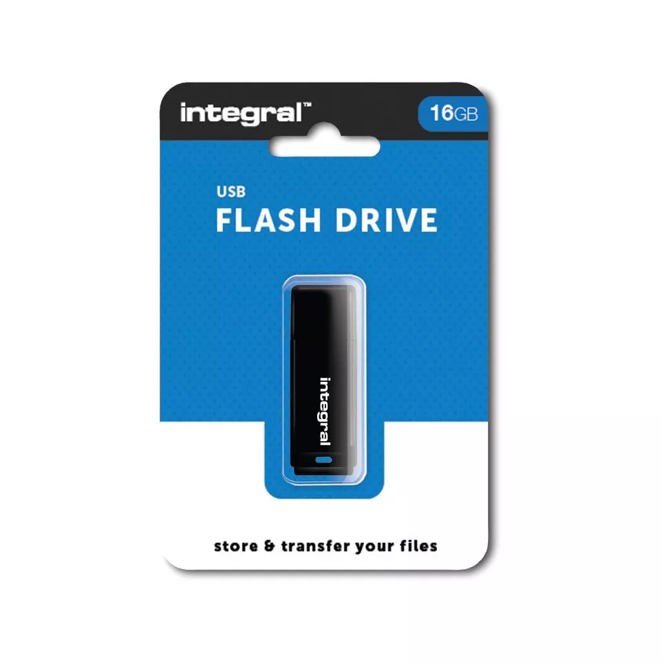 Integral USB 2.0 stick, 16 GB, zwart