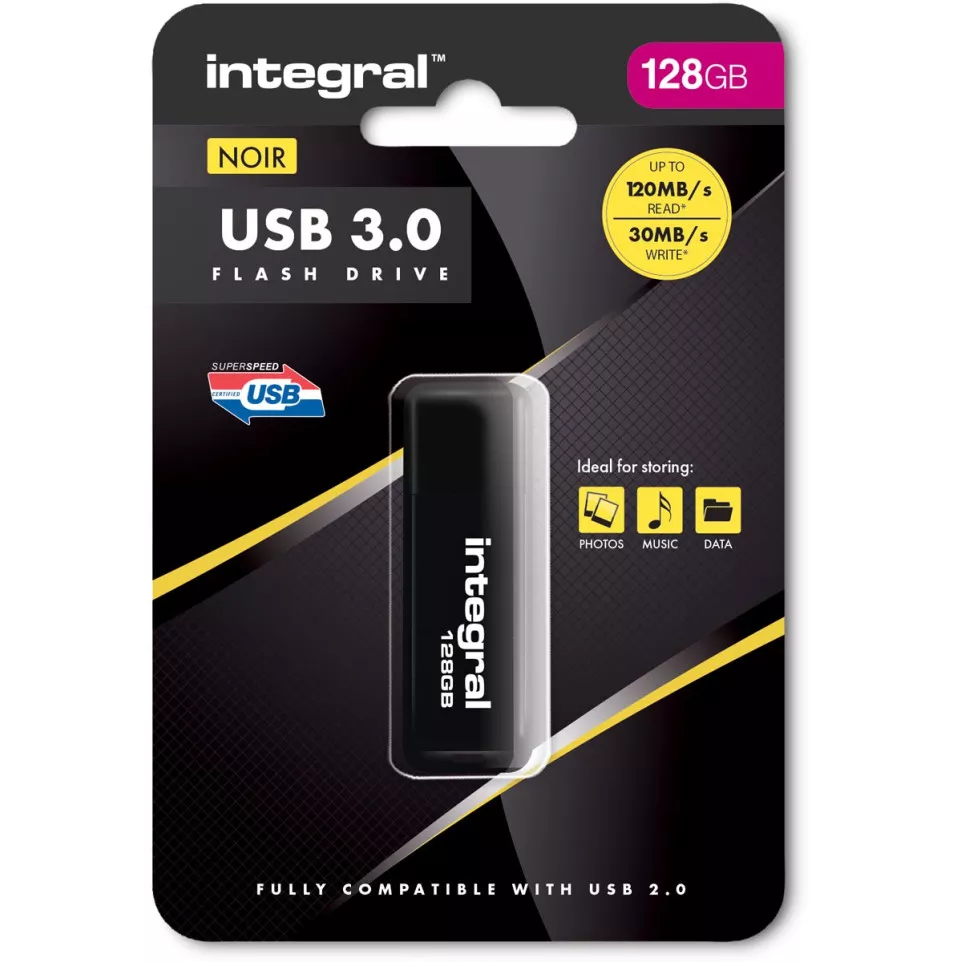 Integral clé USB 3.0, 128 Go, noir