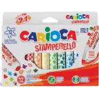 Carioca feutre tampon Stamperello, 12 pièces (= 12 couleurs et 12 motifs de tampon)