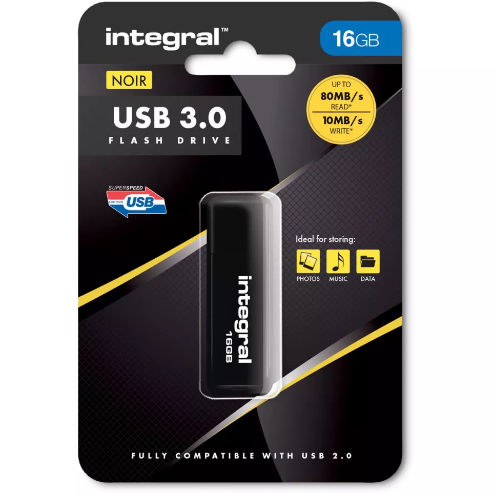 Integral clé USB 3.0, 16 Go, noir