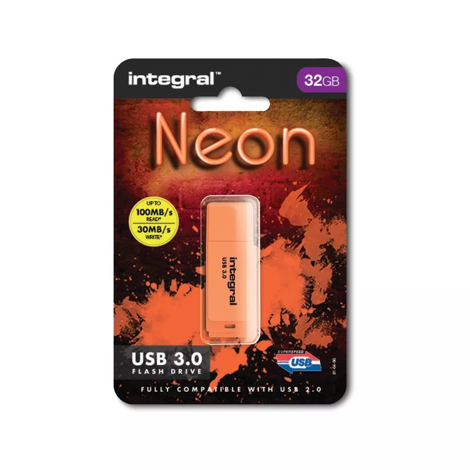 Integral Neon clé USB 3.0, 32 Go, orange