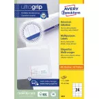 Avery Zweckform 3474, Universele etiketten, Ultragrip, wit, 100 vel, 24 per vel, 70 x 37 mm