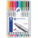 Staedtler fineliner Triplus geassorteerde kleuren, opstelbare box met 10 stuks
