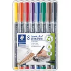Staedtler Lumocoler 318, marqueur OHP, permanent, 0,6 mm, étui de 8 pièces en couleurs assorties