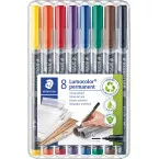 Staedtler Lumocoler 317, OHP-marker, permanent, 1,0 mm, etui van 8 stuks in geassorteerde kleuren