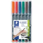 Staedtler Lumocoler 317, marqueur OHP, permanent, 1,0 mm, étui de 6 pièces en couleurs classiques assorti